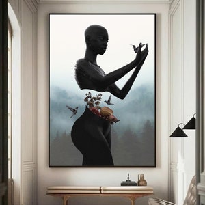 Inner peace, African Wall Art Prints, Black Girl Magic, Living Room Wall Art, Afrocentric Female Portrait Art