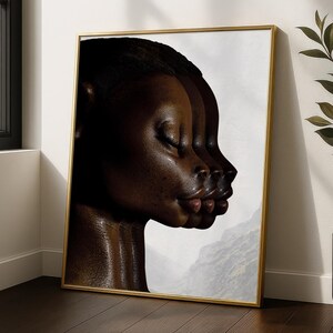 Afrocentric Wall Art, African Woman Print, Neutral Black Decor