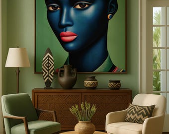 Black Woman Art Print on Canvas – Afrocentric Home Decor