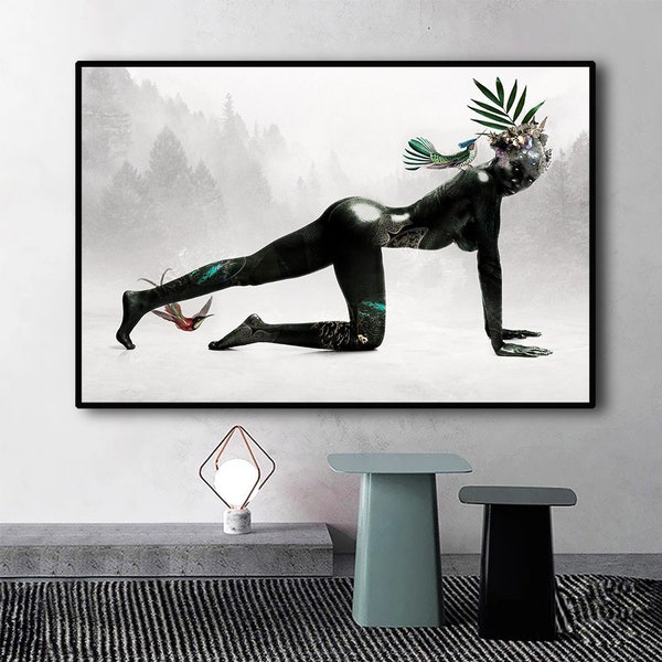 ABUK , African Contemporary Wall Art Print, Black Girl Magic, Living Room Wall Art, Afrocentric Feminist Portrait Art