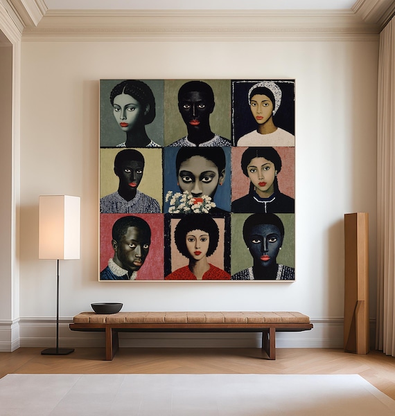 Nine Faces Afrocentric Gallery Canvas Print | Contemporary Figurative Wall Art