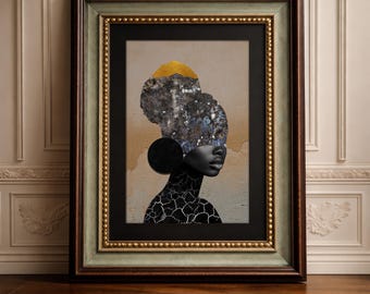 Abstract African Woman Art Print, Black Girl Magic, Living Room Decor