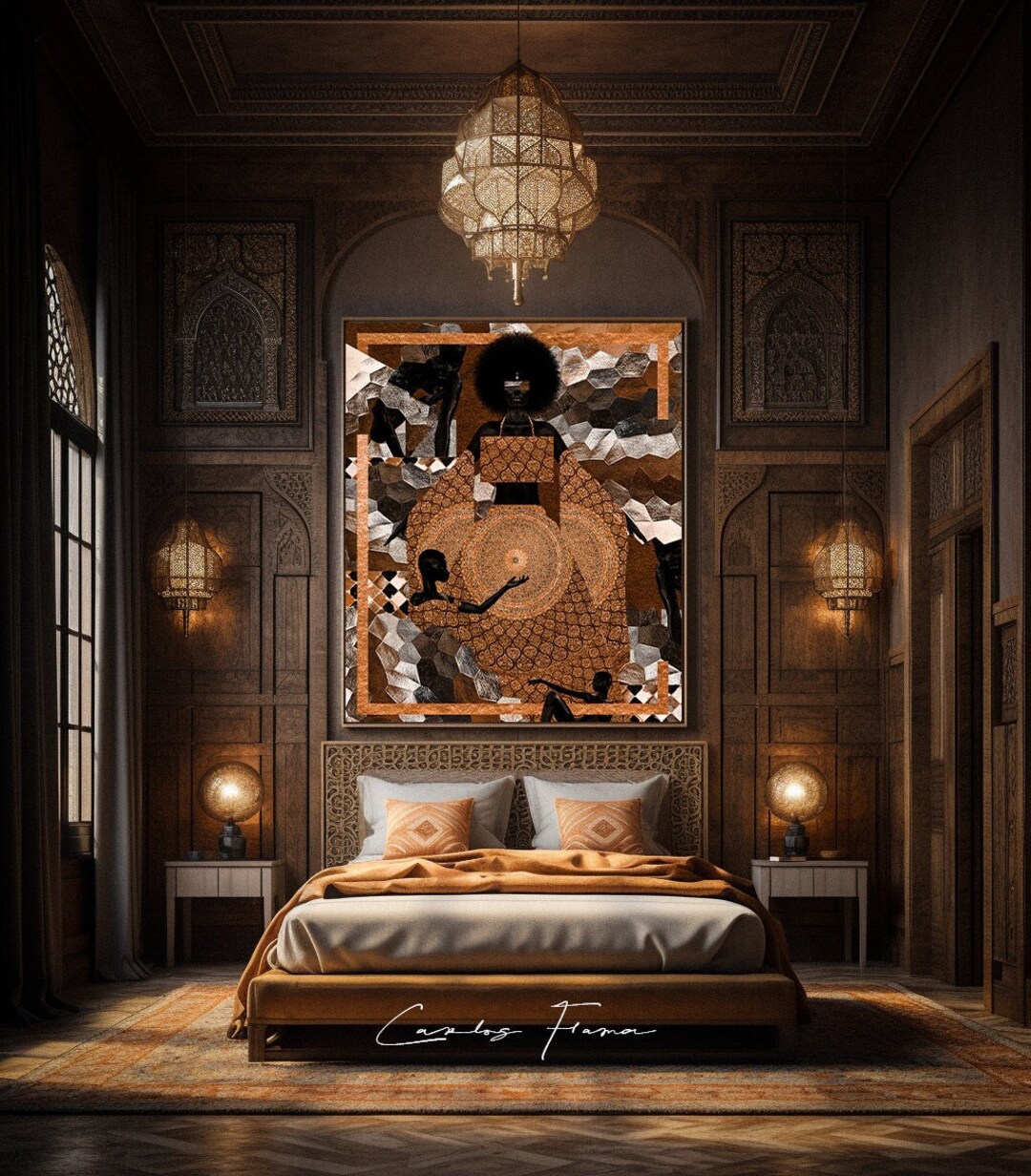 Gold African Wall Art Printsliving Room Wall Art Female Etsy