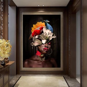 Reflexión , African Contemporary Wall Art Print, Black Girl Magic, Living Room Wall Art, Afrocentric Feminist Portrait Art