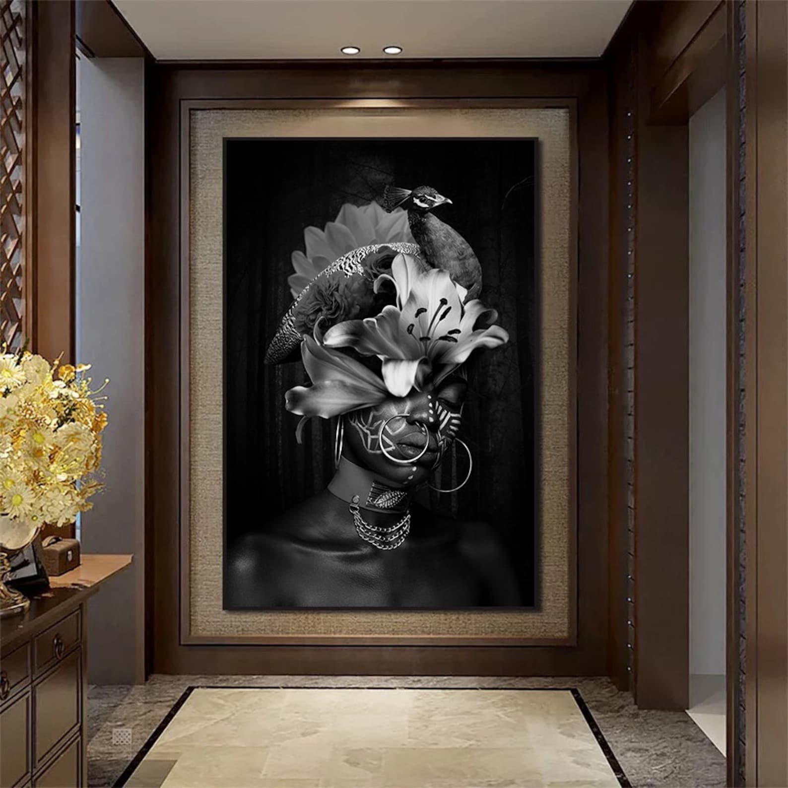 Reflexión African Contemporary Wall Art Print Black Girl Etsy