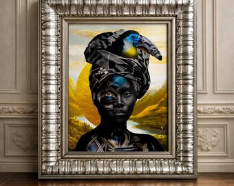 black women art | African art for Living Room | Afrocentric Portrait