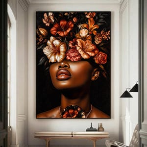 African Wall Art - Modern Tribal Canvas - Ethnic African Woman Decor for Living Room