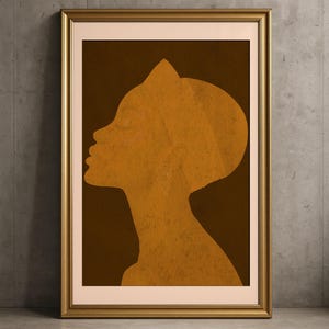 Minimalistic Afrocentric Wall Art Prints:  Black Girl Magic, Living Room Wall Art, African Female Portrait Art