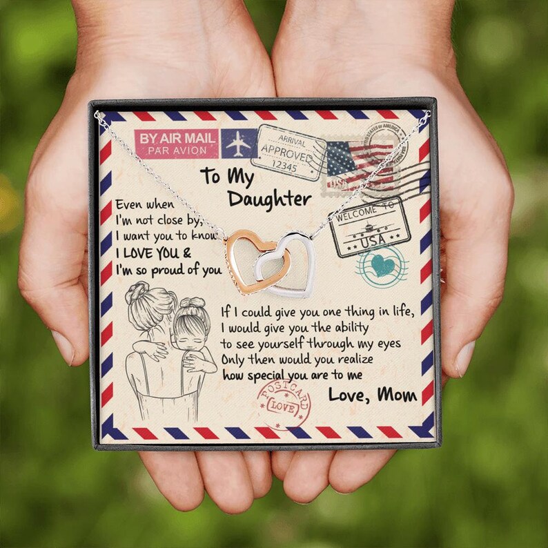 Daughter Father Necklace I M So Proud Of You To My Daughter Interlocking Heart Necklace Gift For Daughter Mom Daughter Gift From Mom Pendants Necklaces Kopsch Orthopdie 7nb De