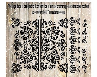 Mandala mixer decals with leaves, flowers, toille, scrolls and accents cut file SVG AND PNG files.