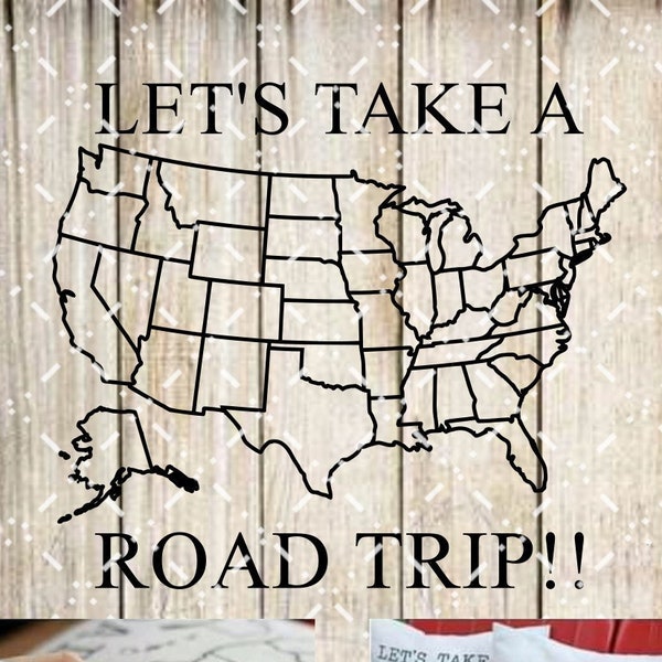Let's go on a road trip!! Color me in map for places you have visited. Instant download SVG AND PNG