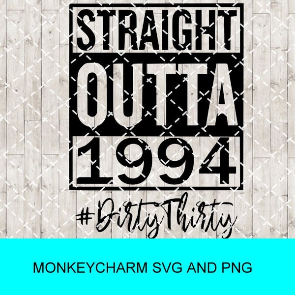 Straight outta 1994 #DirtyThirty SVG AND PNG files.