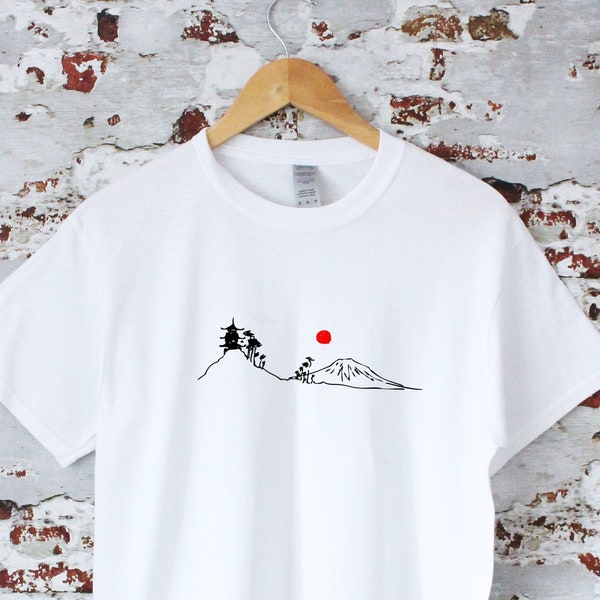 T-shirt scène zen japonais, 100 % coton, plusieurs tailles disponibles pour adultes et enfants, article parfait pour cadeau, bouddhisme zen, cadeau de pleine conscience