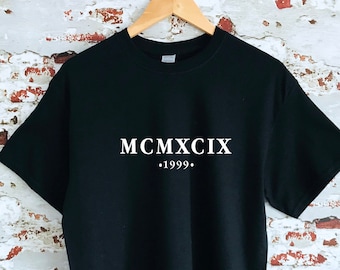 Custom Roman Numeral Year T-Shirt: Personalized Birthday Gift