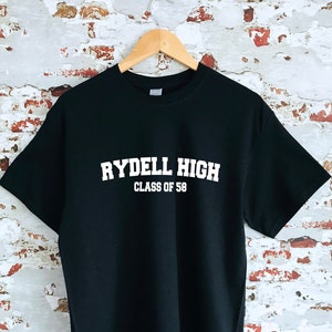Rydell High Class of 58 print unisex T-shirt, multiple sizes and colours, mens and womens tops, T birds, movie fan tee