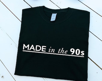 T-shirt imprimé des années 90, plusieurs tailles et couleurs au choix, haut pour homme et femme, tailles pour enfants, année d'anniversaire, article imprimé :)