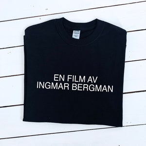 En Film Av Ingmar Bergman t-shirt, Written  and directed by, movie gift idea, multiple colours and sizes, unisex and ladies tees, fan gift