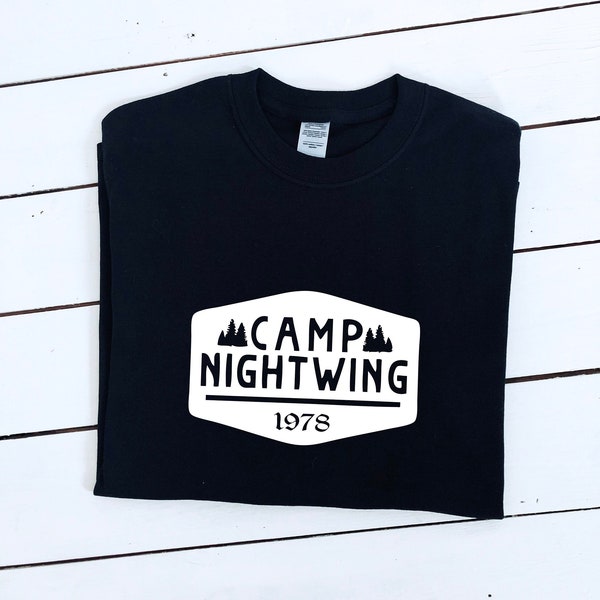 Camp Nightwing print unisex T-shirt, halloween clothing, fear street, shadyside, 1666, horror, halloween costume, adult sizes, printed item