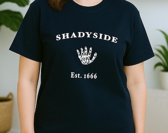 Shadyside Est. 1666 T-Shirt: Horror Halloween Spooky Tee, & womens tshirt, cotton