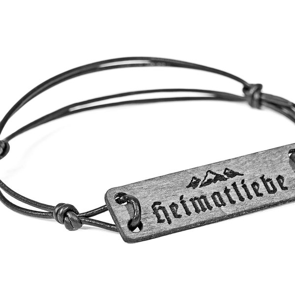 Trachten Armband aus Holz – Armband mit Bergmotiv – Berg Armband HEIMAT-LIEBE für Damen & Herren– in Geschenk-Box