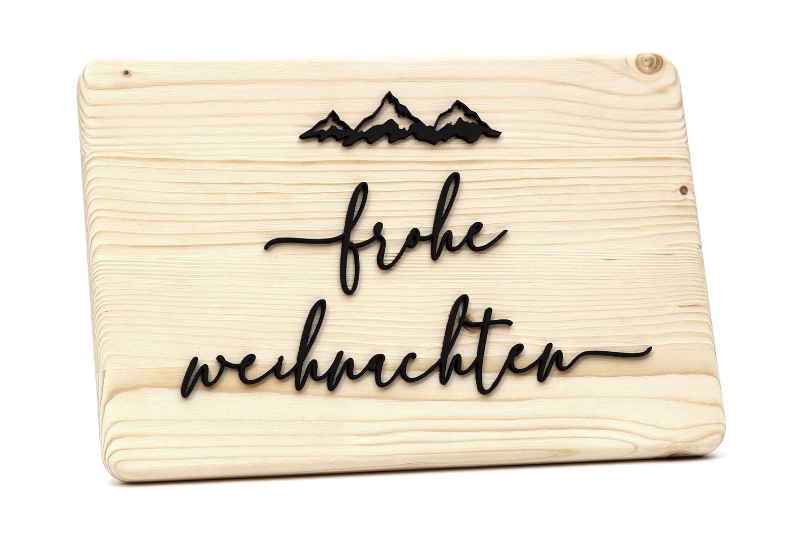 Schriftzug 'Frohe Weihnachten' Aus Holz - 40x15x2 Cm | Selbststehende Tischdeko In Schwarz/natur