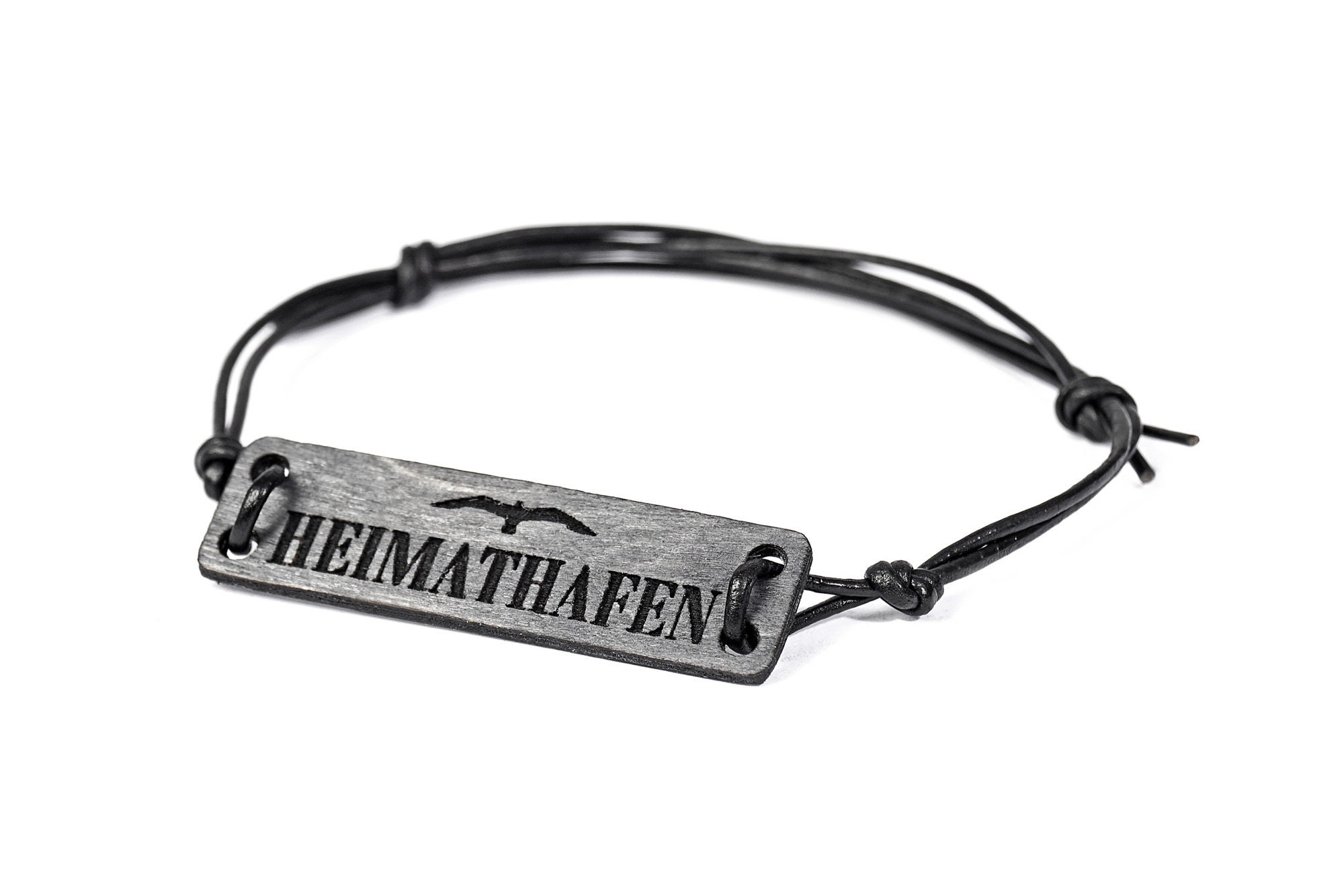 Bracelet HEIMAT-HAFEN in driftwood look- maritime wooden bracelet for women & men with engraving – maritime jewelry in a noble gift box