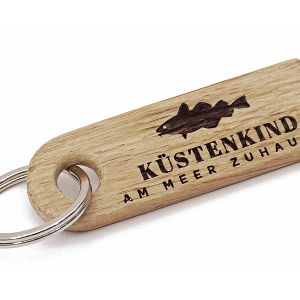 Porte-clés KÜSTENKIND en bois - porte-clés maritime dans un élégant coffret cadeau - cadeau maritime pour hommes et femmes