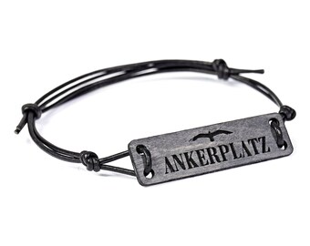 Bracelet ANKER-PLATZ in driftwood look - maritime wooden bracelet for women & men with engraving – in noble gift box