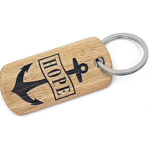Schlüsselanhänger aus Holz - mit Gravur ANKER „HOPE“ - in Geschenkbox