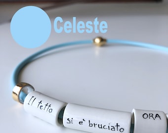 Girocollo Poetico CELESTE in Porcellana, Collana Fatta a Mano,  Regalo per Lei,