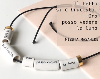 Collana Poetica in Porcellana, Haiku, Collana Fatta a Mano,  Regalo per Lei,