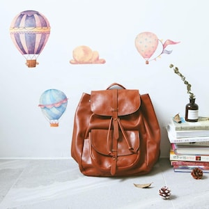 Pastel Hot Air Balloon Wall Decals: Kids Nursery Decor (24pcs)