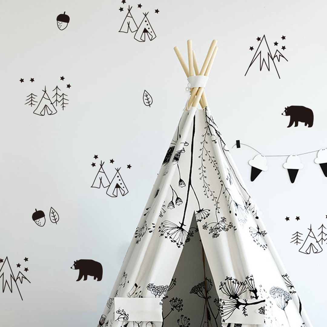 Teepee Nursery Wall Stickers/camping Wall Decal/ Bear and Etsy
