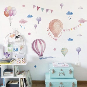 Hot Air Balloon Wall Stickers: Boho Nursery Decor