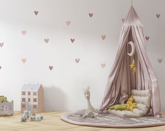 Pegatinas de pared de corazones de acuarela / Pegatinas reutilizables de Corazones Boho / Vinilos decorativos de pared para guardería / Vinilos para niñas / Vinilos decorativos para niños