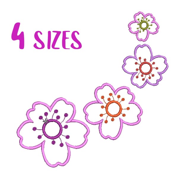 Cherry blossom appliqué sakura embroidery designs sakura appliqué Cherry blossom machine embroidery designs flower pattern