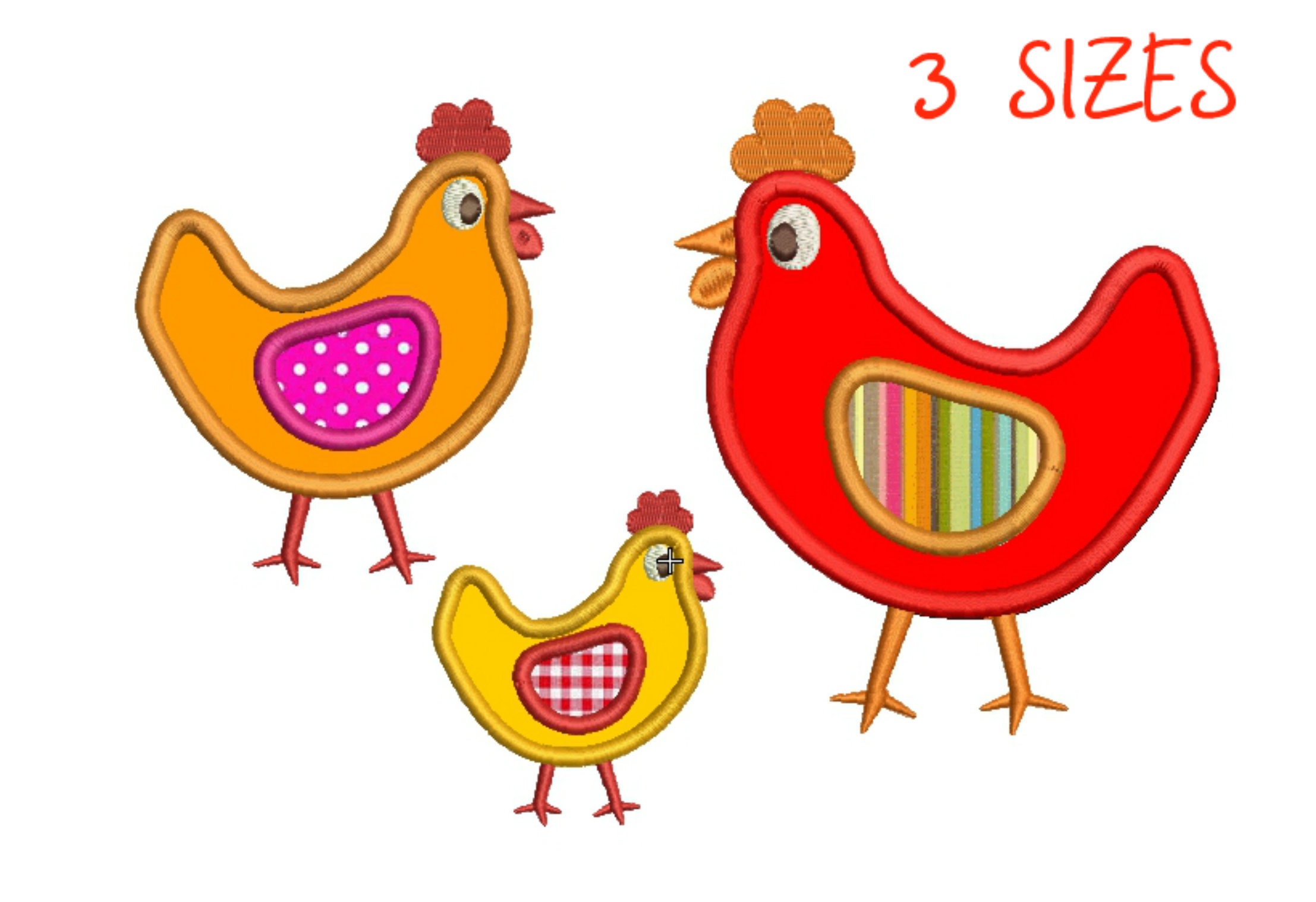 Chicken appliqué embroidery design Chicken machine embroidery Etsy