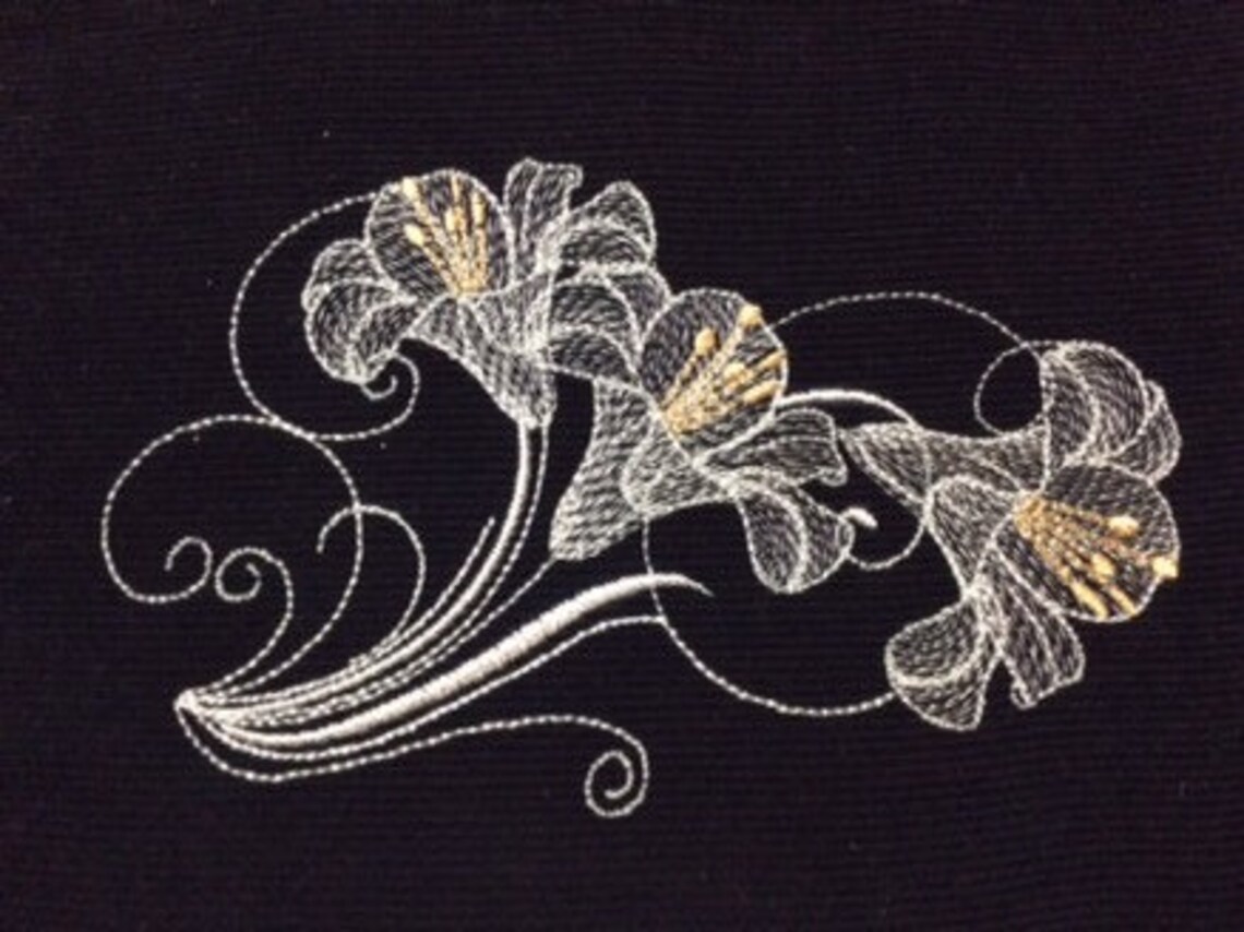 Lily embroidery design flower machine embroidery designs Etsy