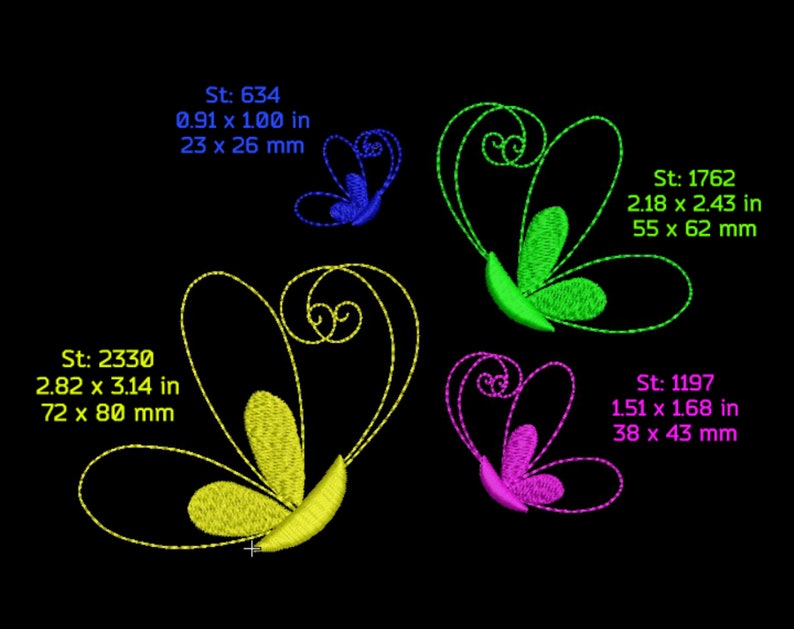 Mini Butterflies Embroidery Design Set Butterfly Mini Machine Etsy