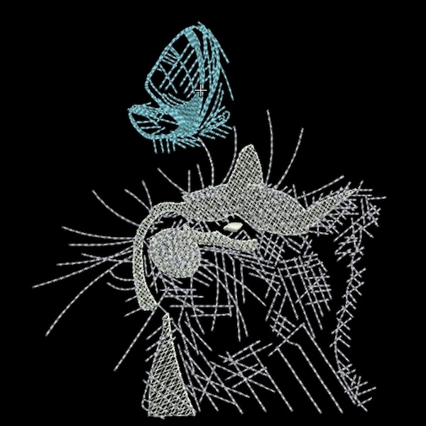 Cat embroidery designs kitten machine embroidery design cute pet embroidery design. Cat and butterfly embroidery design