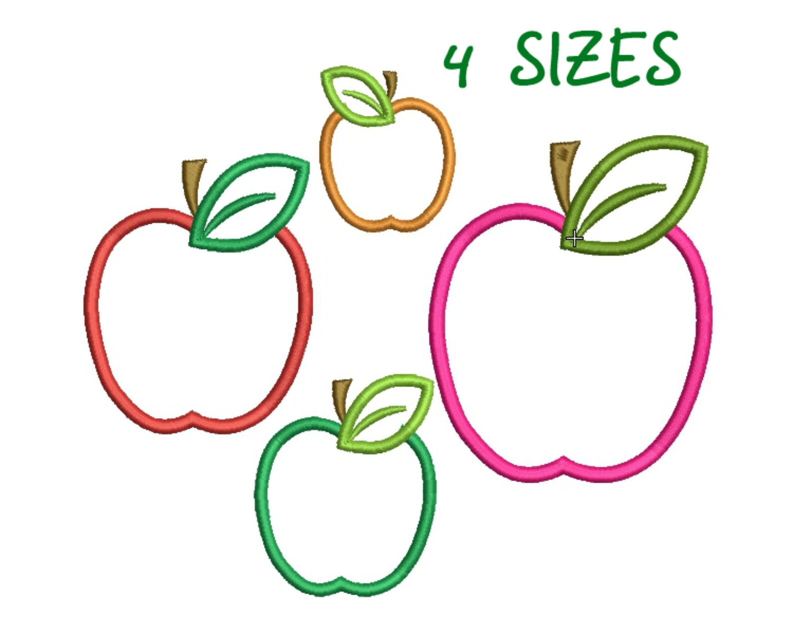 Apple appliqué embroidery design Apple machine embroidery Etsy