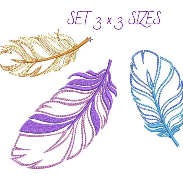 Feather embroidery designs birds feather set machine embroidery design feather pattern