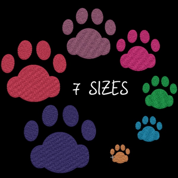 Paw print machine embroidery designs. Pet paw print embroidery designs