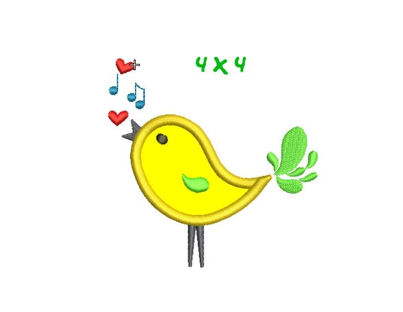 Spring Embroidery Bird Embroidery Applique Design Cute Bird Singing Applique Applique Patterns-Instant Download-PES