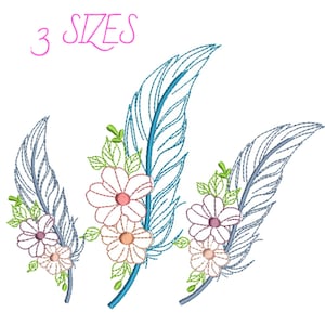 Diseños de bordado de plumas, diseño de bordado a máquina de flores y pájaros con plumas