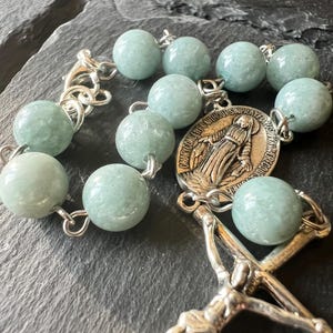 Burmese Jade Mini Rosary: Sterling Silver Pocket Prayer Beads