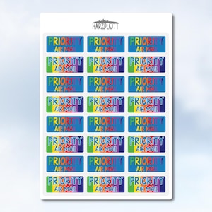 Feuille d'autocollants Rainbow Priority Sticker LGBT+ queer Air Mail Par Avion Prioritaire Airmail Letter Postcrossing A6 Feuille d'autocollants faciles à décoller