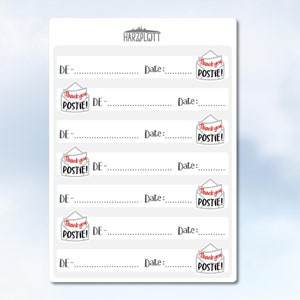 Postcrossing Sticker Thank you Postie! Danke Postmann und Postfrau! Happy Postcrossing DE US CA Stickerbogen A6 Easy Peel Off Sticker Sheet