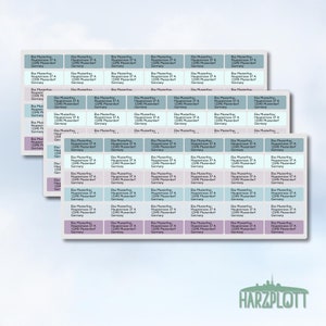 Mini-Sticker mit eigener Wunschadresse personalisiert verschiedene Farben Winter blau grau flieder Stickerbogen Easy Peel Off Sticker Sheet