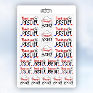 Postcrossing Sticker Thank you Postie! Danke Postmann! Danke Postfrau! Happy Postcrossing Stickerbogen A6 Easy Peel Off Sticker Sheet